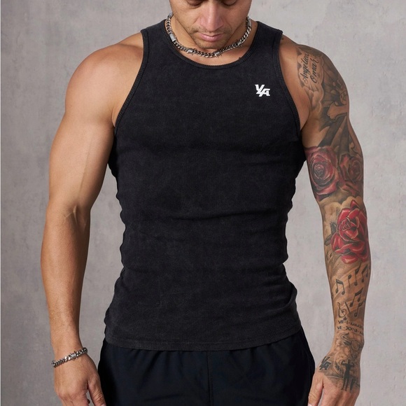 Youngla 314 Ribbed Tank Black Acid Wash - Picture 1 of 4